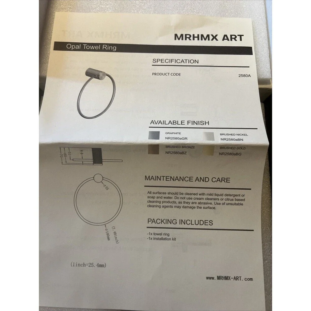 Opal towel ring in brushed bronze Designer Bathware NIB Home Decorating